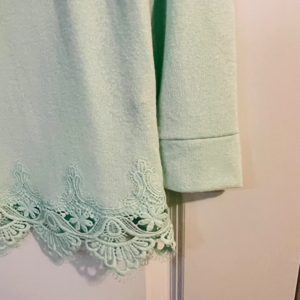 Soft  Surroundings Mint Green Olivia Lace Hem Tunic Sweater Top, Si… - Picture 3 of 16